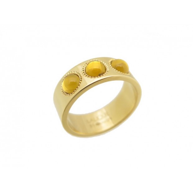 NEUF BAGUE LALIQUE PETILLANTE T 51 EN OR JAUNE & 3 PIERRES AMBRE GOLD RING 1500€