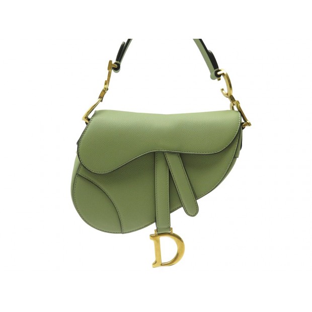 NEUF SAC A MAIN CHRISTIAN DIOR SADDLE MINI EN CUIR VERT CEDRE NEW HAND BAG 3400€