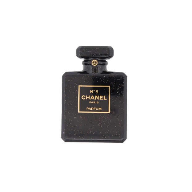 BROCHE CHANEL BOUTEILLE PARFUM NUMERO 5 EN RESINE NOIR BLACK RESIN BROOCH 800€