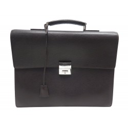 SACOCHE ST DUPONT 3 SOUFFLETS CARTABLE EN CUIR MARRON BROWN BRIEFCASE BAG 1650€