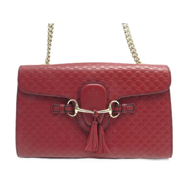 SAC A MAIN GUCCI EMILY 449635 EN CUIR GUCCISSIMA ROUGE RED HAND BAG PURSE 2290€