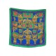 FOULARD HERMES TORANA CARRE 90 CM ANNIE FAIVRE SOIE VERTE BLEU SILK SCARF 495€