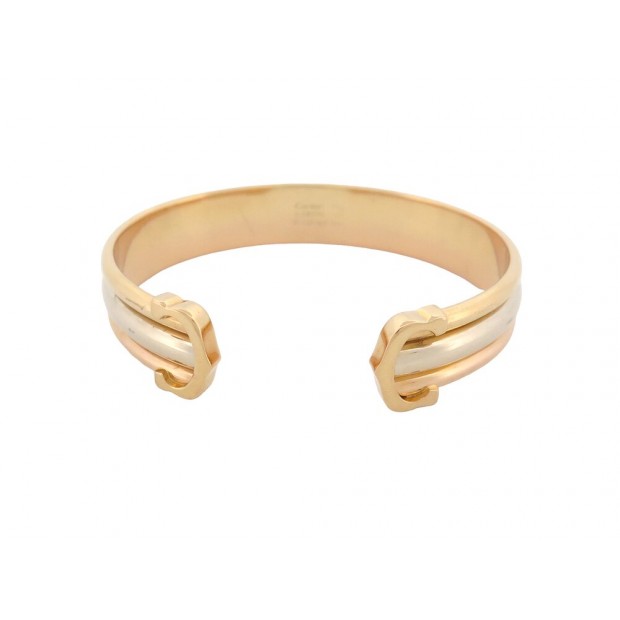 VINTAGE BRACELET CARTIER DOUBLE C 3 ORS 18K 29.7Gr T19 TRIPLE GOLD BANGLE 6500€