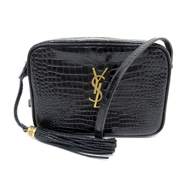 NEUF SAC A MAIN SAINT LAURENT LOU 612542 CUIR FACON CROCO BANDOULIERE BAG 1450€