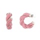 BOUCLES D'OREILLES BOTTEGA VENETA CREOLES TWIST CUIR ROSE & ARGENT EARRINGS 550€