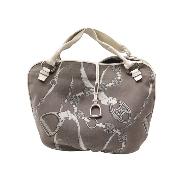 VINTAGE SAC A MAIN CELINE TOILE MOTIF MONOGRAMME ET ETRIER HAND BAG PURSE 1700€