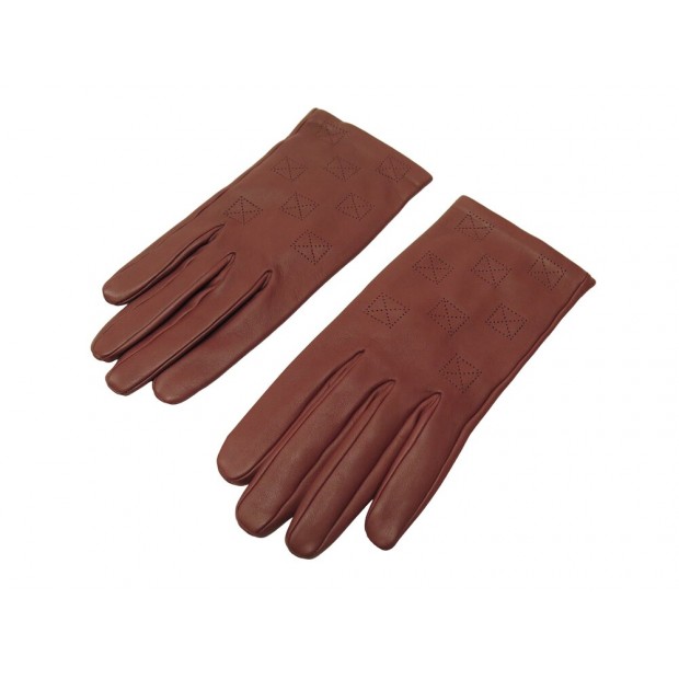 NEUF GANTS HERMES EN CUIR BORDEAUX TAILLE 8 NEW BURGUNDY LEATHER GLOVES 825€