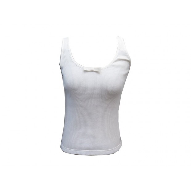 TOP MIU MIU DEBARDEUR COTELE NOEUD 34 XS MJT617 BLANC SLEEVELESS SHIRT 800€