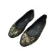 CHAUSSURES CHANEL BALLERINES G02819 LOGO CC 40 TOILE NOIR DORE FLAT SHOES 930€