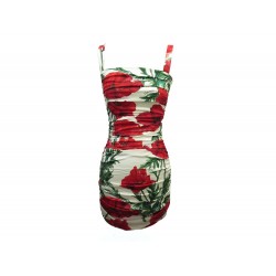 ROBE DOLCE & GABBANA TUBE IMPRIME FLORAL COQUELICOTS M 38 FLOWERED DRESS 1650€