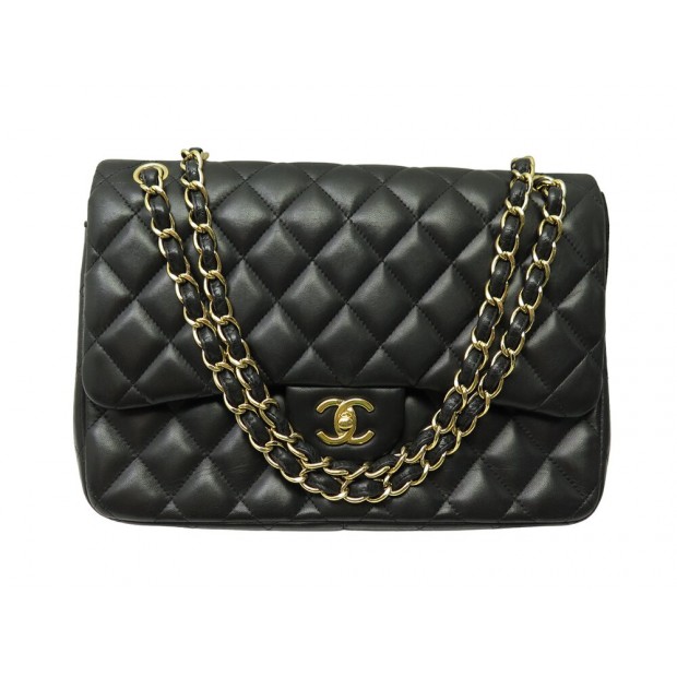 SAC A MAIN CHANEL TIMELESS GRAND CLASSIQUE JUMBO CUIR NOIR HANDBAG PURSE 11100€