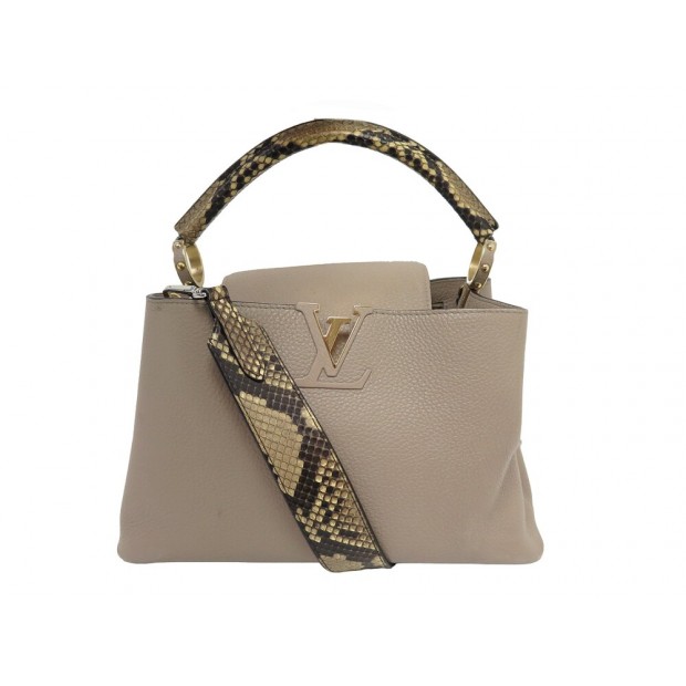 SAC A MAIN LOUIS VUITTON CAPUCINES MM N92802 CUIR GALET ET PYTHON HAND BAG 6800€