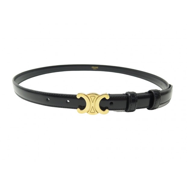 CEINTURE CELINE TRIOMPHE PETIT MODELE DORE 45AX63A01.38NO 75 CUIR NOIR BELT 470€