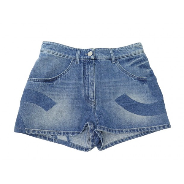 NEUF SHORT CHANEL LOGO CC EN DENIM BLEU P55909V42309 38 M NEW JEAN SHORTS 3150€