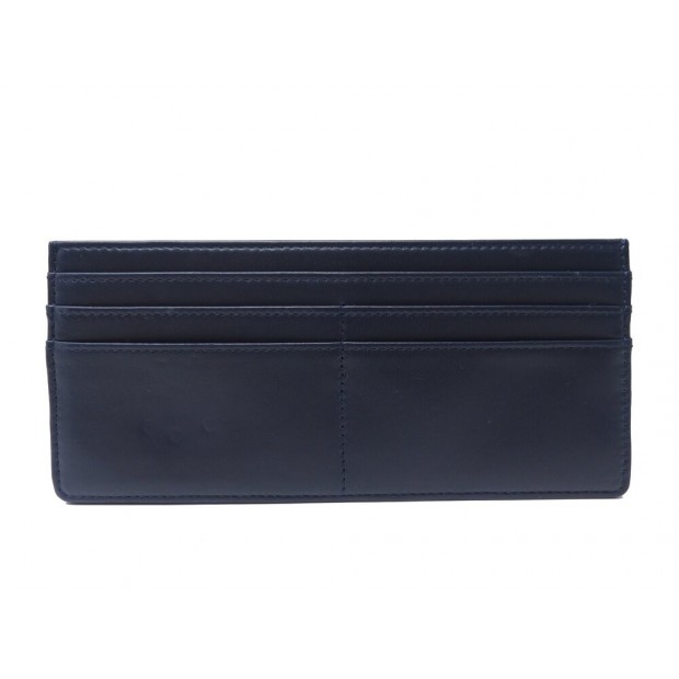 NEUF PORTEFEUILLE CHANEL PORTE CARTES LONG EN CUIR BLEU MARINE CARD HOLDER 570€