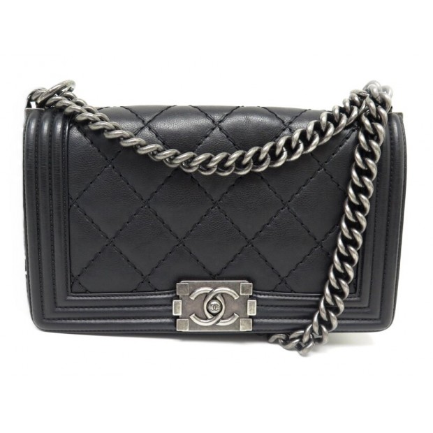 SAC A MAIN CHANEL BOY MEDIUM A67086 CUIR NOIR BANDOULIERE HAND BAG PURSE 6350€