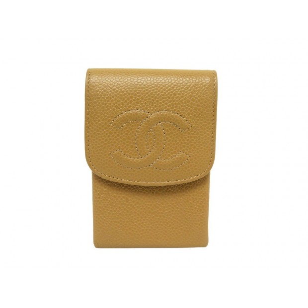 ETUI CHANEL LOGO CC PORTE MONNAIE A13511 EN CUIR CAVIAR BEIGE WALLET CASE 750€