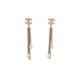 NEUF BOUCLES D'OREILLES CHANEL PENDANTES LOGO CC STRASS CHAINE NEW EARRINGS 900€