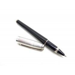 STYLO A BILLE ST DUPONT FIDELIO EN LAQUE NOIR METAL ARGENTE ROLLERBALL PEN 390€