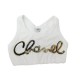 HAUT DEBARDEUR CHANEL CROP TOP SANS MANCHES SEQUINS P72665V XS 34 BLANC 3500€