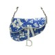 SAC A MAIN CHRISTIAN DIOR SADDLE TOILE FLORALE GALLIANO BLEU HANDBAG PURSE 3300€