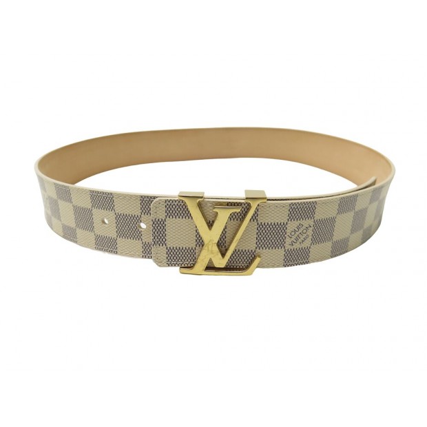 CEINTURE LOUIS VUITTON BOUCLE LV INITIALS TOILE DAMIER AZUR M9609 T85 BELT 500€