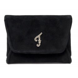 POCHETTE FENDI F STRASS 8BP066 EN DAIM NOIR SUEDE BLACK CLUTCH BAG POUCH 1000€