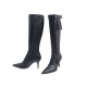 CHAUSSURES CHANEL BOTTES NOEUD 36 A TALONS EN CUIR NOIR LEATHER BOOTS 1800€