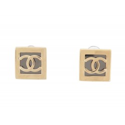 NEUF BOUCLES D'OREILLES CHANEL PUCES LOGO CC CARRE 2023 NEW SQUARE EARRINGS 650€