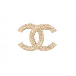 NEUF BROCHE CHANEL LOGO CC U63062 EN METAL DORE NEW GOLDEN STEEL BROOCH 650€