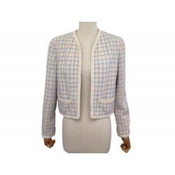 VINTAGE VESTE CHANEL 1994 EN TWEED MULTICOLORE PASTEL 38 M LOGO CC JACKET 6500€