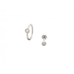 NEUF MARIA TASH BOUCLE CREOLE + PIERCING EN OR BLANC 18K DIAMANTS EARRINGS 920€