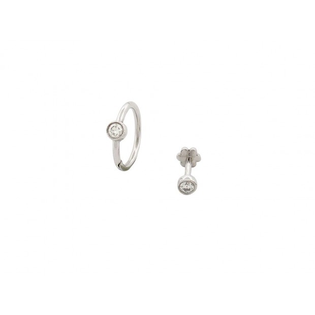 NEUF MARIA TASH BOUCLE CREOLE + PIERCING EN OR BLANC 18K DIAMANTS EARRINGS 920€