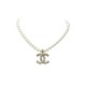 NEUF COLLIER CHANEL SAUTOIR LOGO CC PERLES METAL DORE 80/85 PEARL NECKLACE 1700€