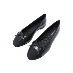 NEUF CHAUSSURES CHANEL BALLERINES LOGO CC NOEUD G36490 38.5 CUIR NEW SHOES 930€