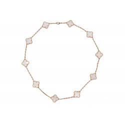 NEUF COLLIER VAN CLEEF & ARPELS VINTAGE ALHAMBRA 10 MOTIFS OR ROSE NACRE 9700€