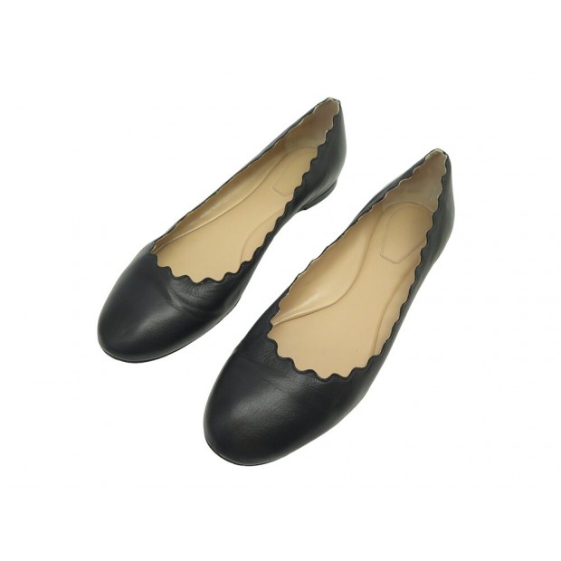 CHAUSSURES CHLOE BALLERINES LAUREN CHC16A16075001 37.5 CUIR NOIR BLACK SHOE 490€