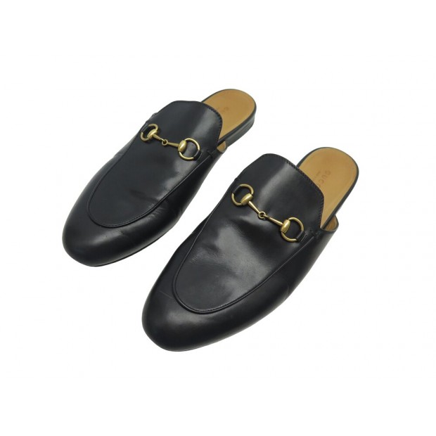 CHAUSSURES GUCCI MULES PRINCETOWN 423513 40 EN CUIR NOIR LEATHER SHOES 780€