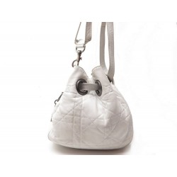 SAC A MAIN CHRISTIAN DIOR SEAU 23 CM EN CUIR BLANC CANNAGE HAND BAG BUCKET 690€