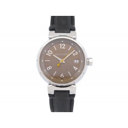 MONTRE LOUIS VUITTON TAMBOUR DATE Q1312 33 MM QUARTZ ACIER STEEL WATCH 3200€