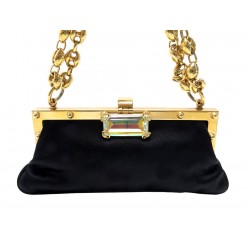 SAC POCHETTE DE SOIREE A MAIN GUCCI 159081 EN SATIN & STRASS MORS CHAINE HANDBAG