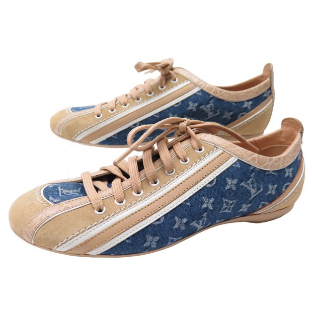 NEUF CHAUSSURES LOUIS VUITTON BASKETS IMPULSION MONOGRAM DENIM 36 SNEAKERS 1060€