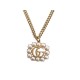 COLLIER GUCCI PENDENTIF LOGO GG PERLES METAL DORE GOLDEN PENDANT NECKLACE 680€