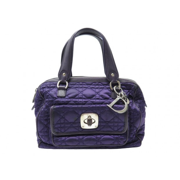 SAC A MAIN CHRISTIAN DIOR CHARMING LOCK CANNAGE NYLON VIOLET HANDBAG PURSE 1800€