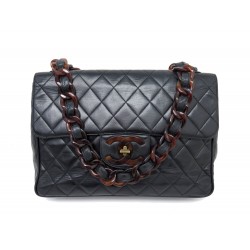 VINTAGE SAC A MAIN CHANEL TIMELESS CLASSIQUE JUMBO CHAINE AMBRE NOIR BAG 10500€