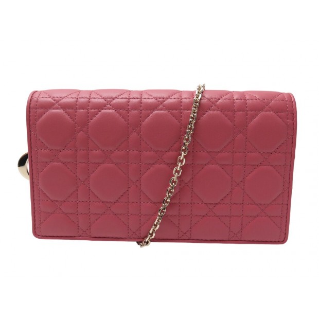 NEUF SAC A MAIN CHRISTIAN DIOR POCHETTE LADY CUIR ROSE BANDOULIERE BAG 2000€