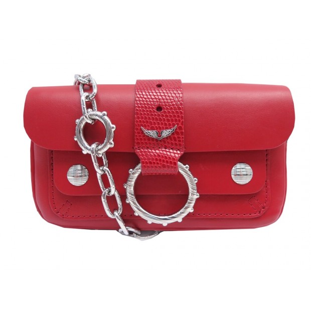 NEUF SAC A MAIN ZADIG & VOLTAIRE KATE WALLET LWBA02387 CUIR ROUGE HAND BAG 445€