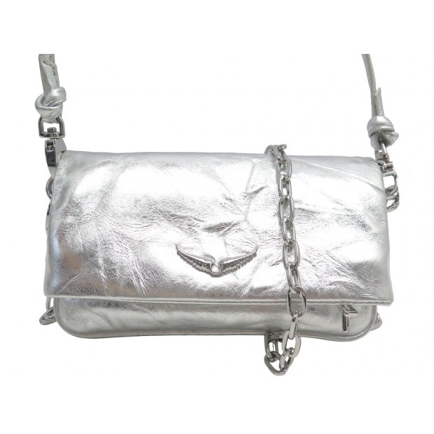 NEUF SAC A MAIN ZADIG & VOLTAIRE POCHETTE ROCK NANO ETERNAL METALLISEE BAG 495€