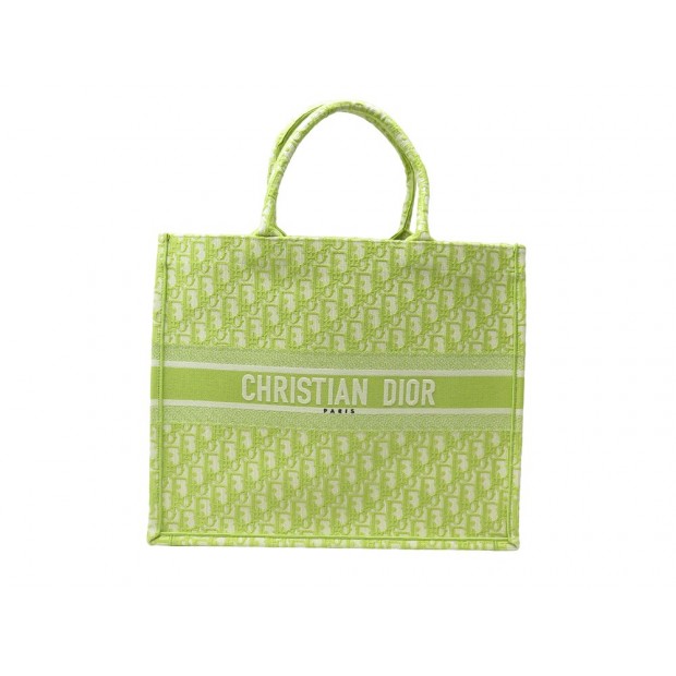 NEUF SAC A MAIN CHRISTIAN DIOR BOOK TOTE LARGE TOILE OBLIQUE VERT HAND BAG 2800€