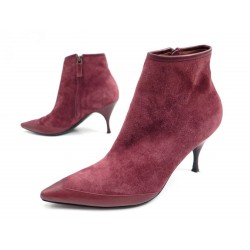 CHAUSSURES MICHEL VIVIEN 39.5 40 BOTTINES EN DAIM BORDEAUX LOW BOOTS SHOES 595€